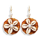 Unique Shell Flower Pendant Women Vintage Handmade Pattern Drop Earrings