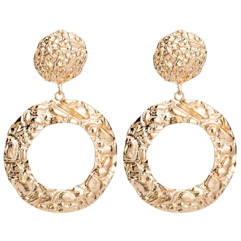 Silver Earrings Unique Uneven Surface Design Hollow Round Shape Earrings TIY