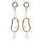 Unique Women Irregular Shaped Alloy Pearl Decor Drop Earrings