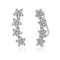 Unique Zircon Decoration Flowers Sterling Silver Stud Earrings