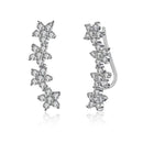 Unique Zircon Decoration Flowers Sterling Silver Stud Earrings