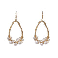 Silver Earrings Vintage Baroque Style Women Hollow Drop Shape Pearl Earrings TIY
