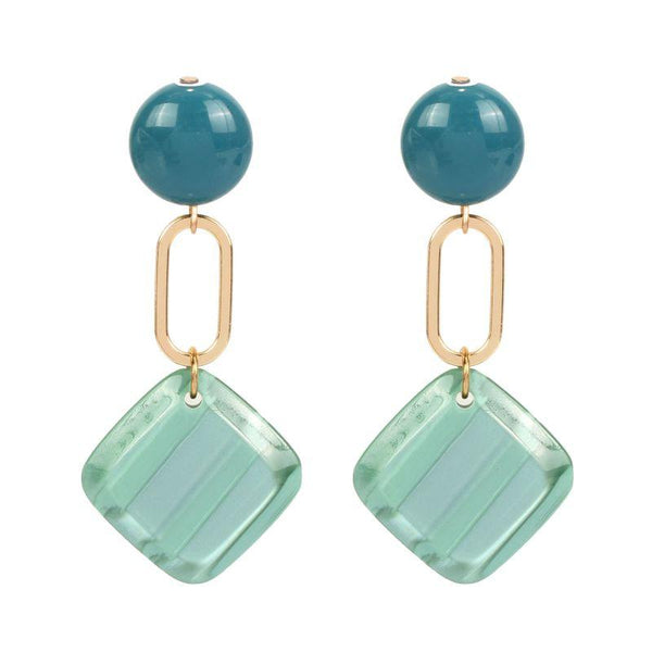 Silver Earrings Vintage Candy Color Women Geometric Acrylic Drop Earrings TIY
