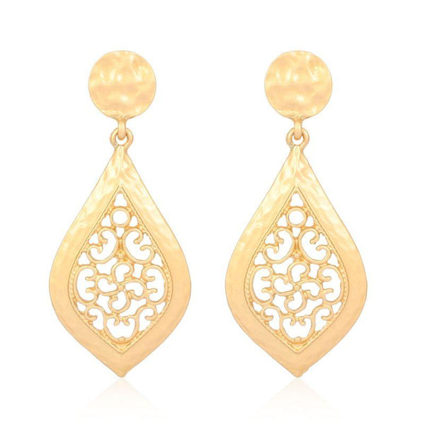 Silver Earrings Vintage Carving Hollow Design Drop Shape Alloy Earrings TIY