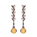 Silver Earrings Vintage Flower Pattern Drop Shape Crystal Drop Earrings TIY