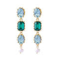 Silver Earrings Vintage Palace Style Multilayer Acrylic Gemstone Alloy Earrings TIY