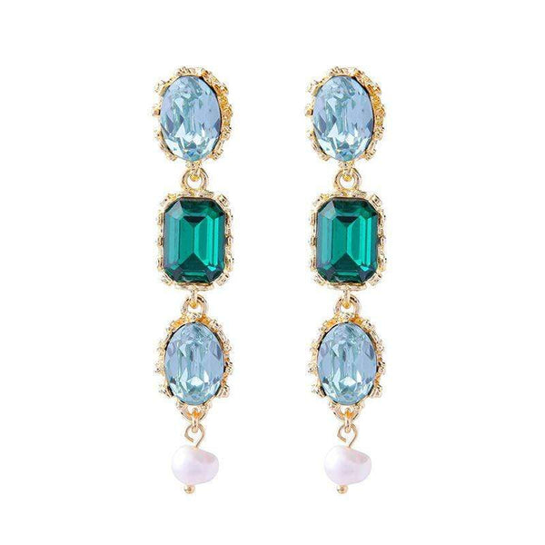 Silver Earrings Vintage Palace Style Multilayer Acrylic Gemstone Alloy Earrings TIY