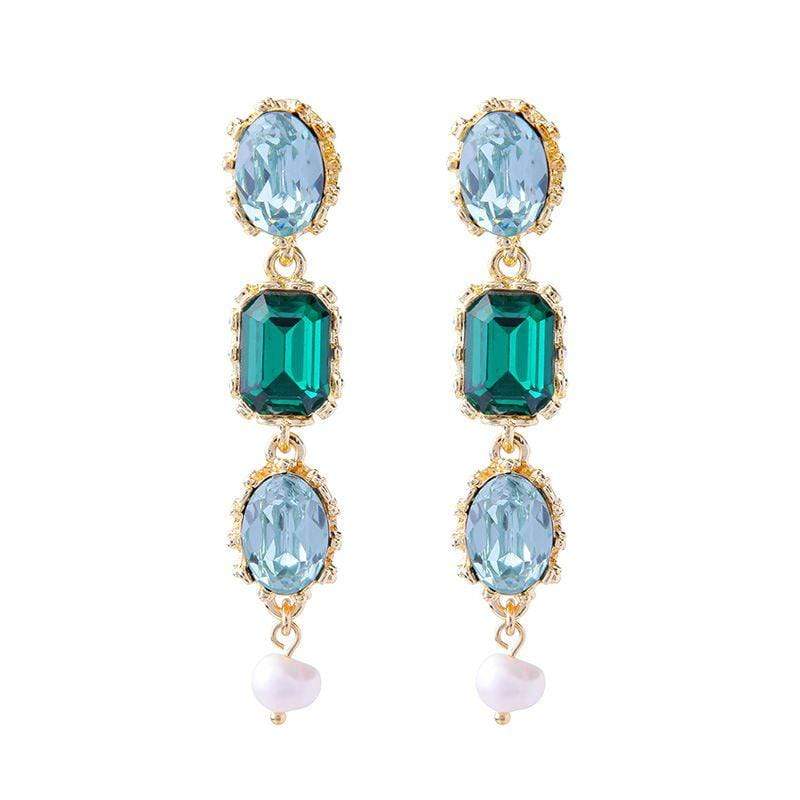 Silver Earrings Vintage Palace Style Multilayer Acrylic Gemstone Alloy Earrings TIY