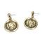 Silver Earrings Vintage Round Shape Portrait Cared Design Earrings TIY