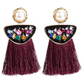 Silver Earrings Vintage Style Exaggerated Bohemian Tassel Earrings TIY