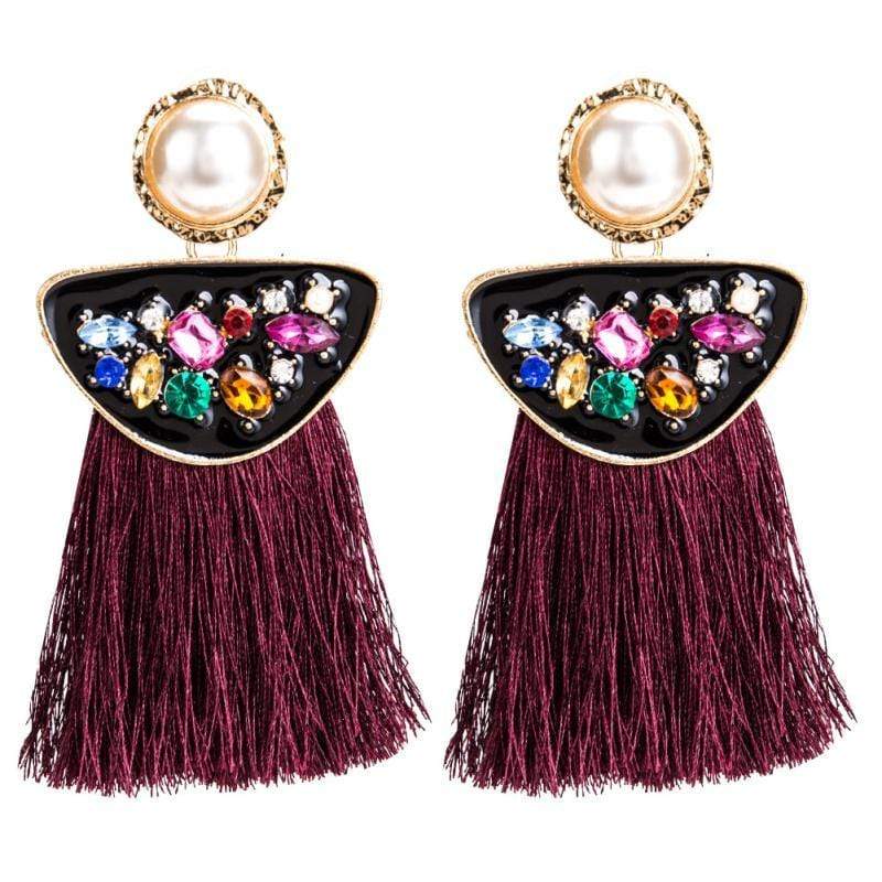 Silver Earrings Vintage Style Exaggerated Bohemian Tassel Earrings TIY