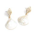 Silver Earrings Vintage Style Hollow Design Shell Pendant Drop Earrings TIY