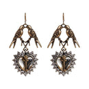 Silver Earrings Vintage Style Women Birds Heart Shape Alloy Earrings TIY