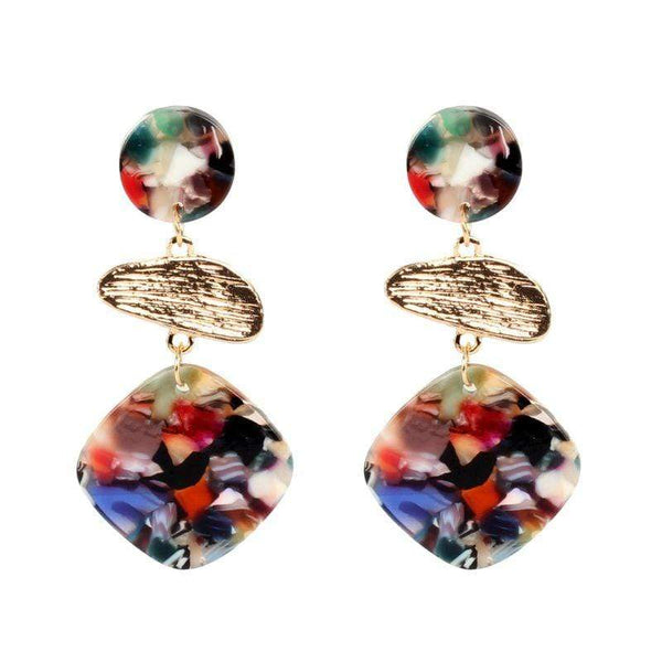 Silver Earrings Vintage Style Women Unique Leopard Pattern Multilayer Acrylic Earrings TIY