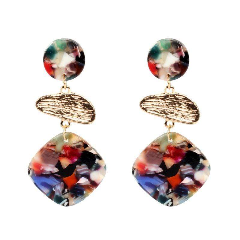 Silver Earrings Vintage Style Women Unique Leopard Pattern Multilayer Acrylic Earrings TIY