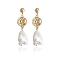 Silver Earrings Vintage Women Irregular Shape Shell Pearl Drop Earrings TIY