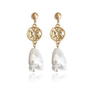 Silver Earrings Vintage Women Irregular Shape Shell Pearl Drop Earrings TIY