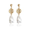 Silver Earrings Vintage Women Irregular Shape Shell Pearl Drop Earrings TIY