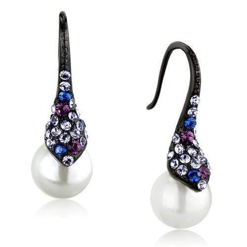 Wedding Earrings TK2145 Black - Stainless Steel Earrings with Synthetic