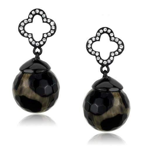 Wedding Earrings TK2384 Black - Stainless Steel Earrings with Synthetic