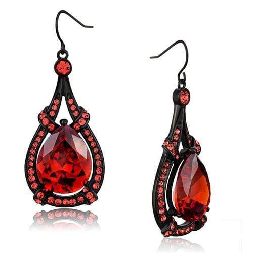 Wedding Earrings TK2531 Black - Stainless Steel Earrings with CZ in Orange