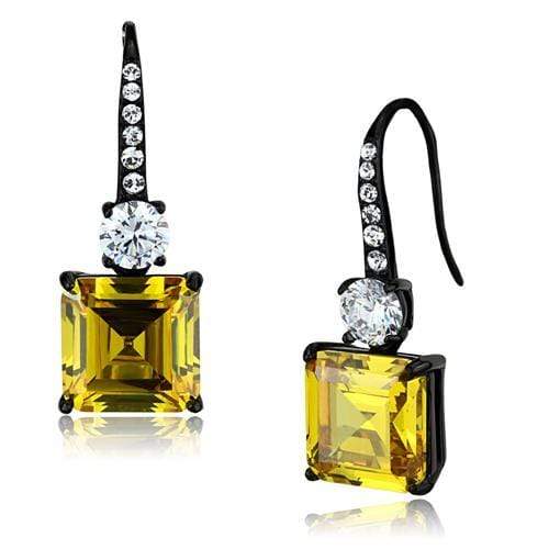 Silver Earrings Wedding Earrings TK2539 Black - Stainless Steel Earrings with AAA Grade CZ Alamode Fashion Jewelry Outlet