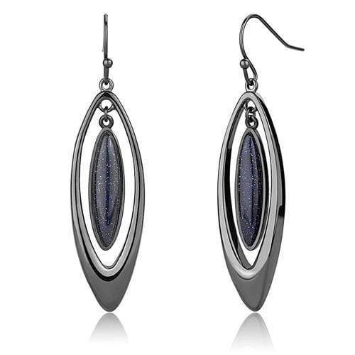 Silver Earrings Wedding Earrings TK2577 Light Black Stainless Steel Earrings with Blue Sand Alamode Fashion Jewelry Outlet