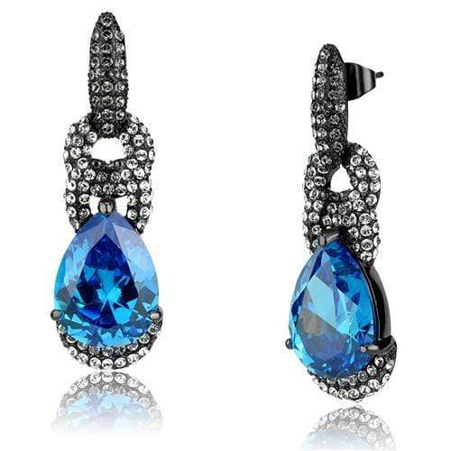 Wedding Earrings TK2708 Light Black Stainless Steel Earrings with CZ