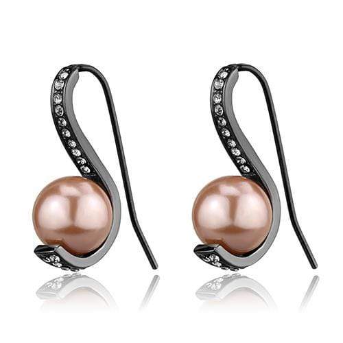 Silver Earrings Wedding Earrings TK2728 Light Black Stainless Steel Earrings in Light Peach Alamode Fashion Jewelry Outlet