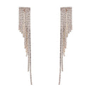 Women Shine Rhinestone Exaggerated Long Tassel Party Earrings