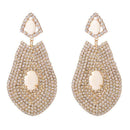 Women Shiny Rhinestone Design Geometric Shape Alloy Drop Earrings