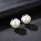 Women Simple Design Half Round Natural Pearl Silver Stud Earrings