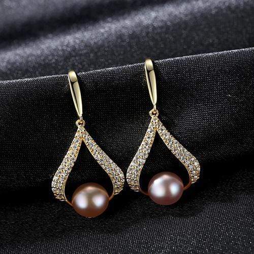 Women Unique Geometric Design Luxury Silver Natural Pearl Earrings