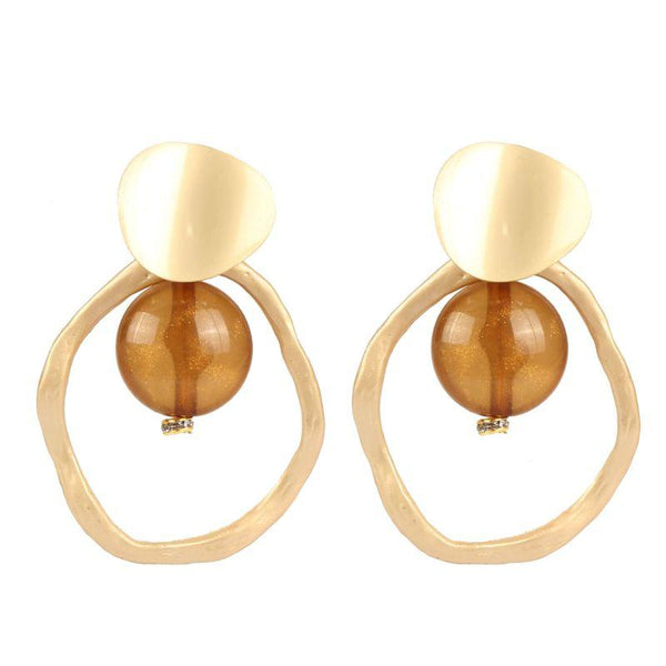 Women Unique Hollow Geometric Pattern Round Shape Earrings