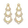 Women Vintage Exaggerated Multilayer Heart Pattern Pearl Decor Drop Earrings