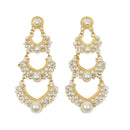 Women Vintage Exaggerated Multilayer Heart Pattern Pearl Decor Drop Earrings