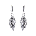 Women Vintage Leaf Pattern Shiny Rhinestone Hook Earrings