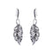 Women Vintage Leaf Pattern Shiny Rhinestone Hook Earrings