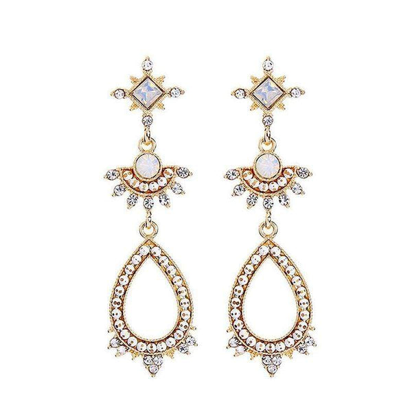 Women Vintage Palace Shiny Crystal Drop Earrings