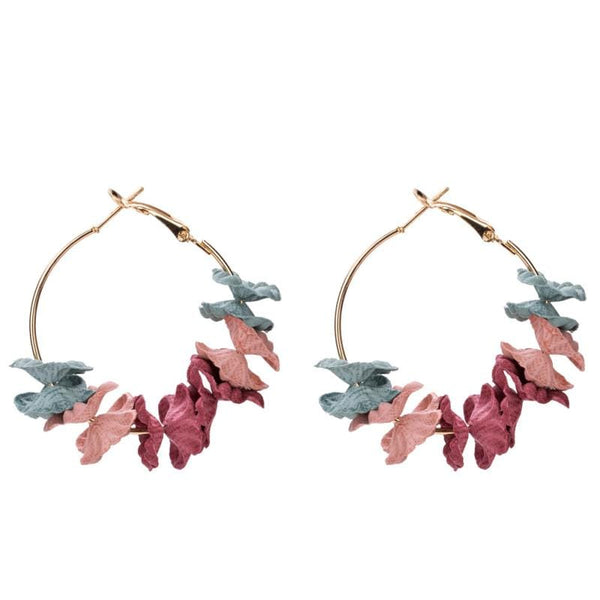 Young Women Simple Flower Design Hoop Earrings