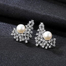 Young Women Wedding Jewelry Unique Design Luxury Sterling Silver Stud Earrings