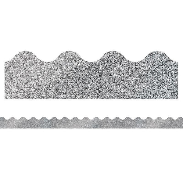 SILVER GLITTER SCALLOPED BORDERS-Learning Materials-JadeMoghul Inc.