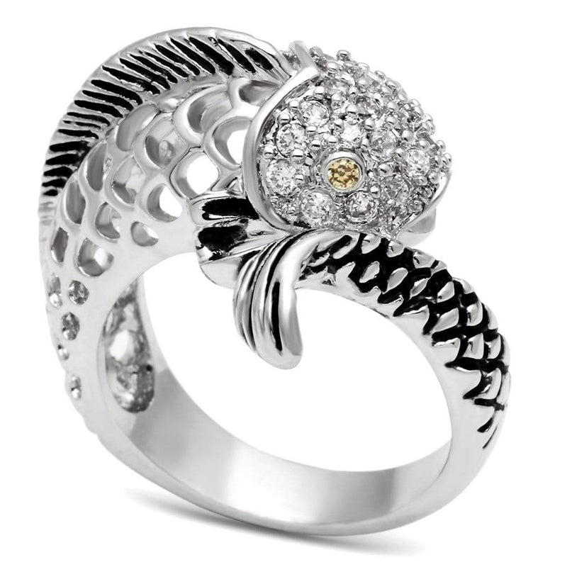 3W234 Rhodium Brass Ring with CZ