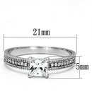 925 Silver Ring TS081 Rhodium 925 Sterling Silver Ring with AAA Grade CZ