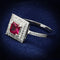 925 Silver Ring TS102 Rhodium 925 Sterling Silver Ring with Synthetic in Ruby