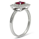 925 Silver Ring TS102 Rhodium 925 Sterling Silver Ring with Synthetic in Ruby