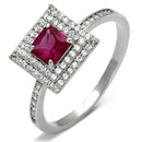 925 Silver Ring TS102 Rhodium 925 Sterling Silver Ring with Synthetic in Ruby