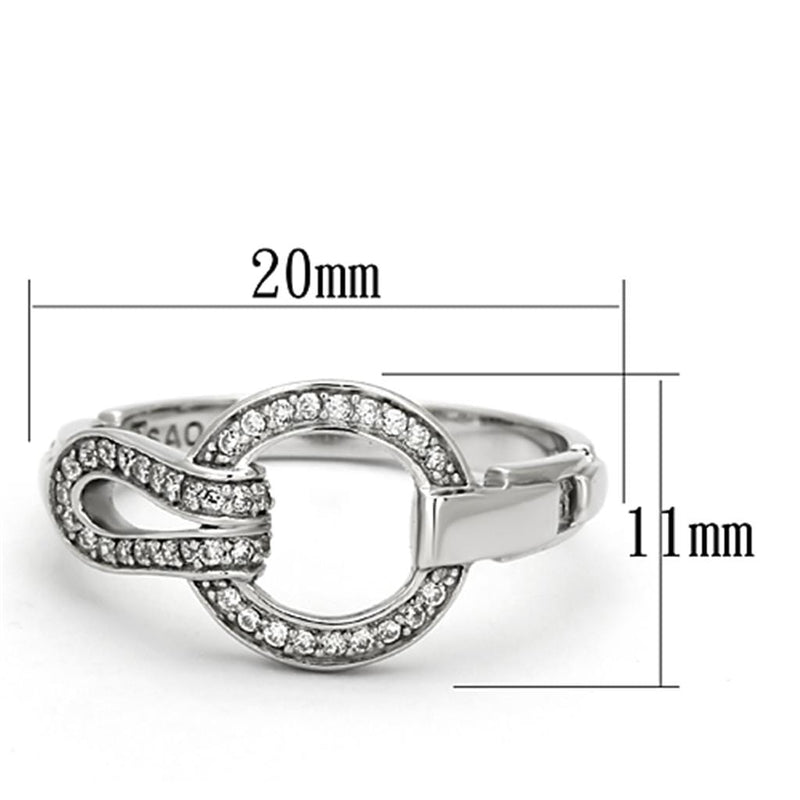 925 Silver Ring TS105 Rhodium 925 Sterling Silver Ring with AAA Grade CZ