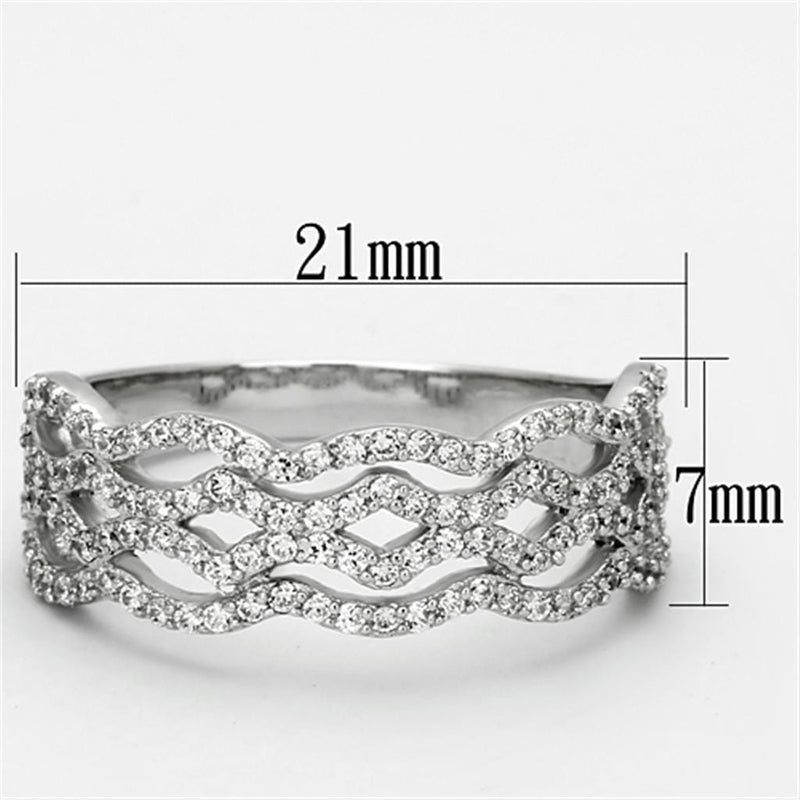 925 Silver Ring TS106 Rhodium 925 Sterling Silver Ring with AAA Grade CZ