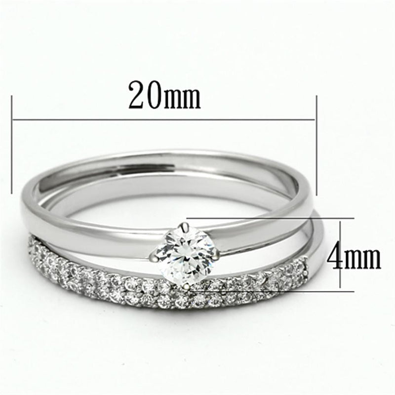 925 Silver Ring TS110 Rhodium 925 Sterling Silver Ring with AAA Grade CZ